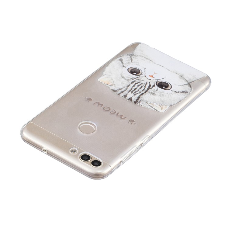 Printing Pattern TPU Cell Phone Case for Huawei P Smart/Enjoy 7S - Lovely Cat-3