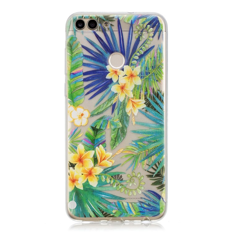 Printing Pattern TPU Cell Phone Cover for Huawei P Smart/Enjoy 7S - Fresh Flowers-1