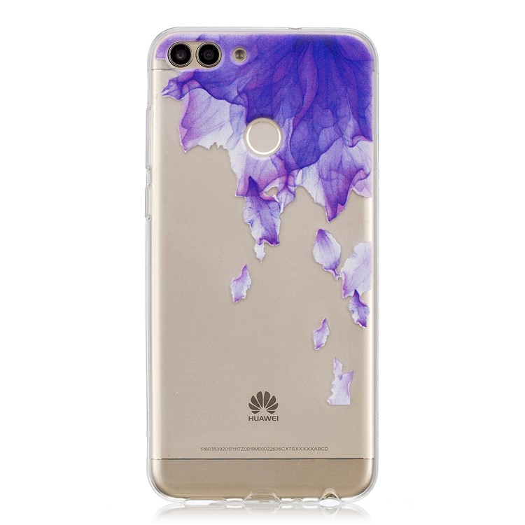 Printing Pattern TPU Mobile Case for Huawei P Smart/Enjoy 7S - Purple Petal-1