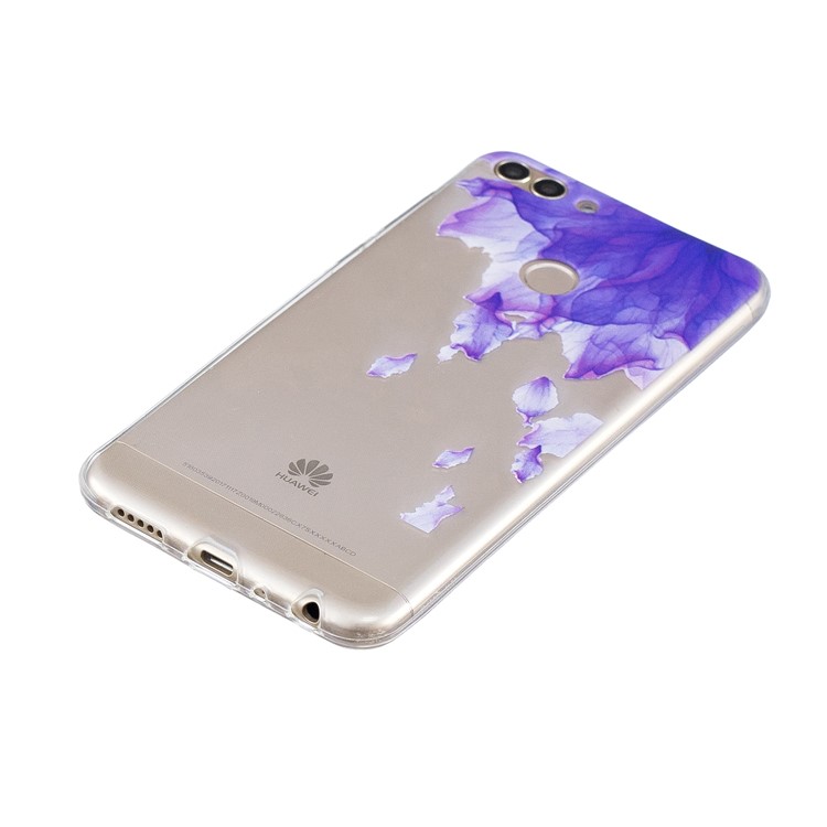 Printing Pattern TPU Mobile Case for Huawei P Smart/Enjoy 7S - Purple Petal-2