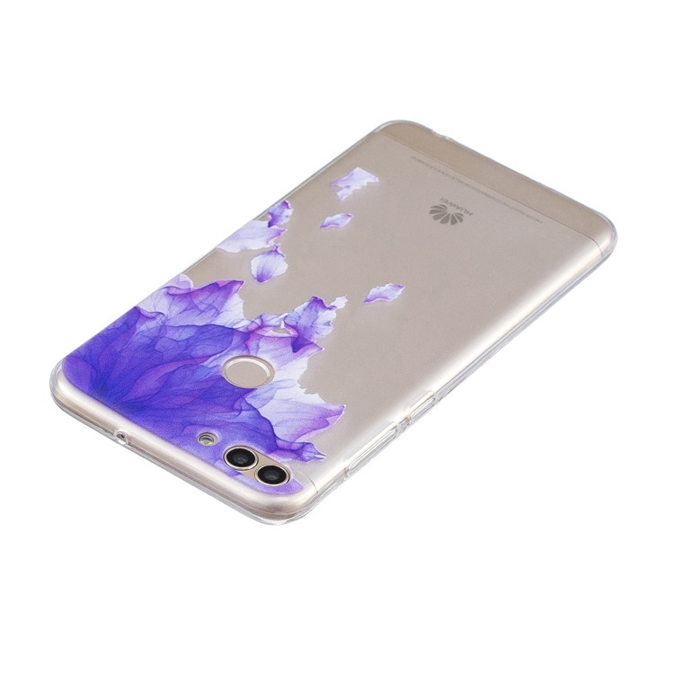 Printing Pattern TPU Mobile Case for Huawei P Smart/Enjoy 7S - Purple Petal-3