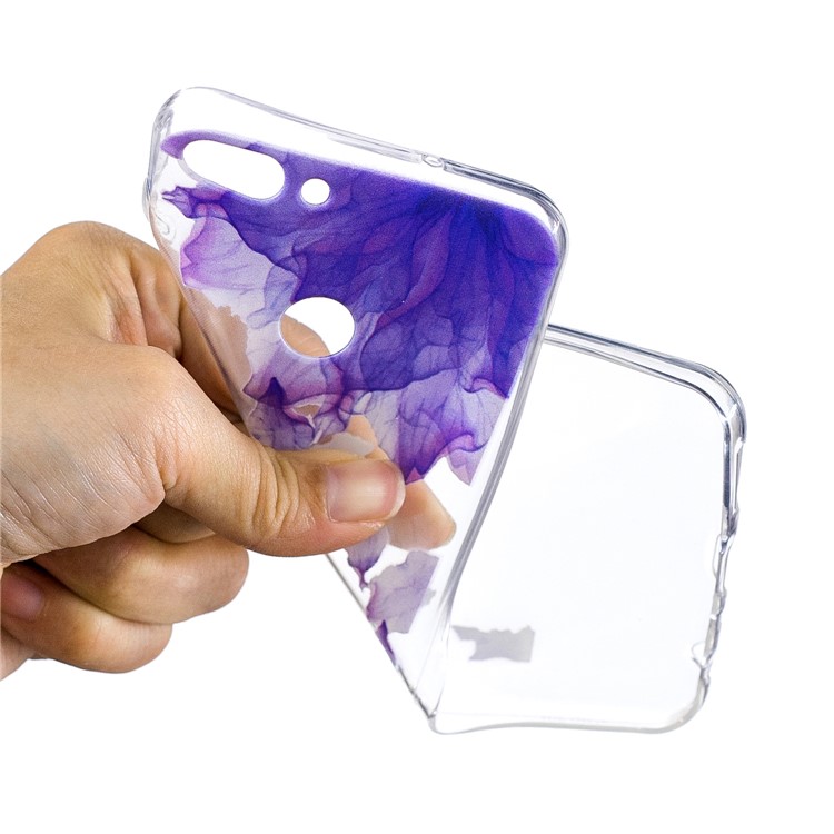 Printing Pattern TPU Mobile Case for Huawei P Smart/Enjoy 7S - Purple Petal-4