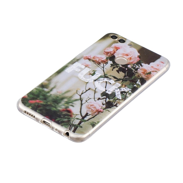 Printing Pattern TPU Mobile Casing for Huawei P Smart/Enjoy 7S - Beautiful Roses and Word-2