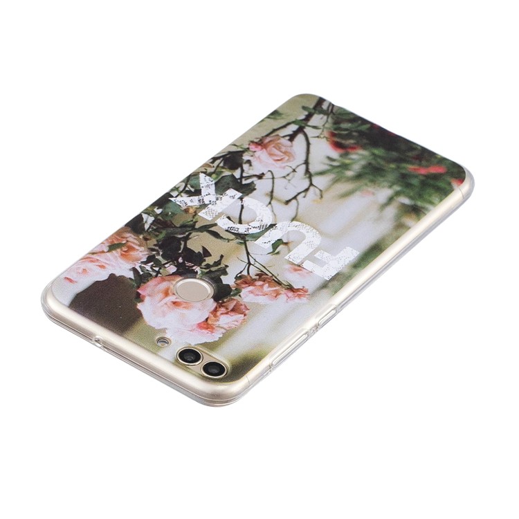 Printing Pattern TPU Mobile Casing for Huawei P Smart/Enjoy 7S - Beautiful Roses and Word-3