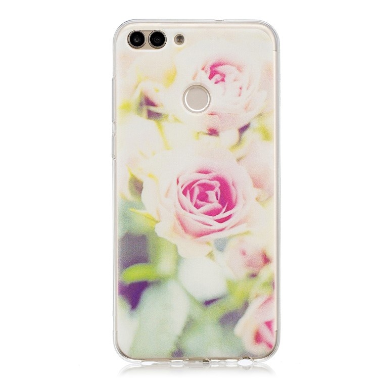 Printing Pattern TPU Mobile Phone Case for Huawei P Smart/Enjoy 7S - Rose Flowers-1