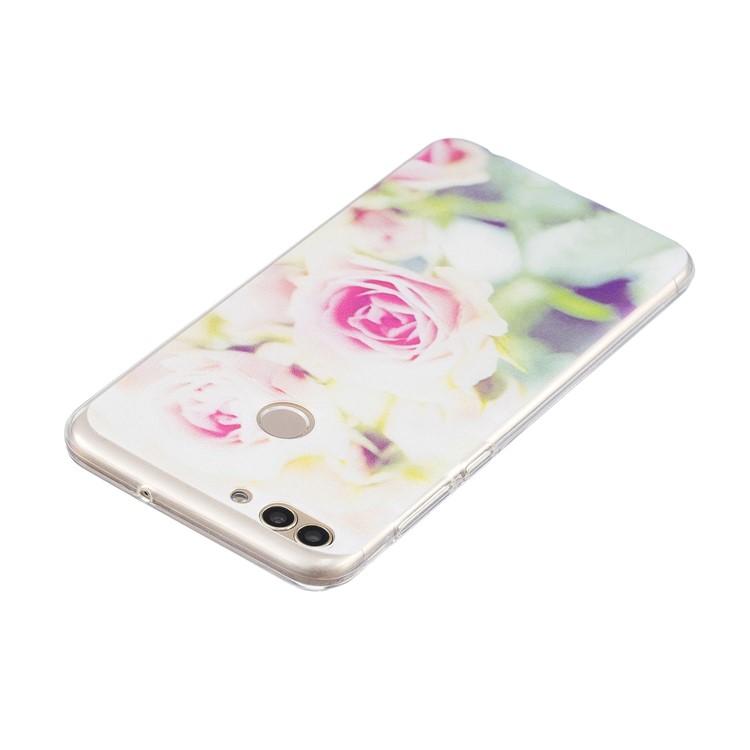 Printing Pattern TPU Mobile Phone Case for Huawei P Smart/Enjoy 7S - Rose Flowers-3