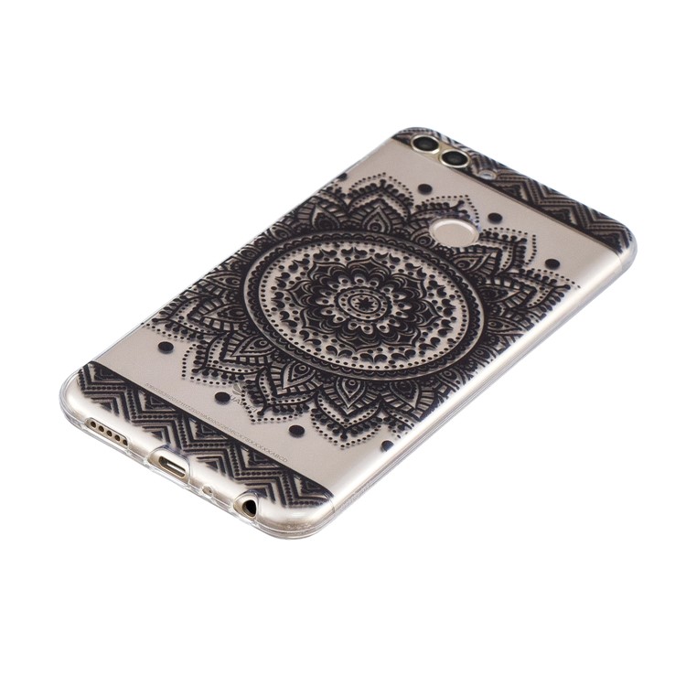 Printing Pattern TPU Mobile Phone Shell for Huawei P Smart/Enjoy 7S - Black Mandala-2