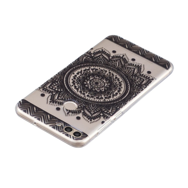 Printing Pattern TPU Mobile Phone Shell for Huawei P Smart/Enjoy 7S - Black Mandala-3