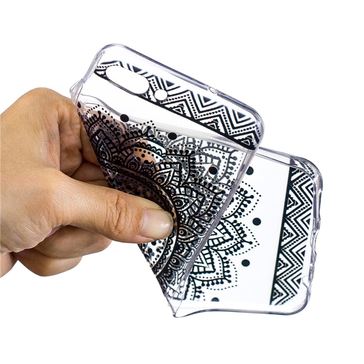 Printing Pattern TPU Mobile Phone Shell for Huawei P Smart/Enjoy 7S - Black Mandala-4