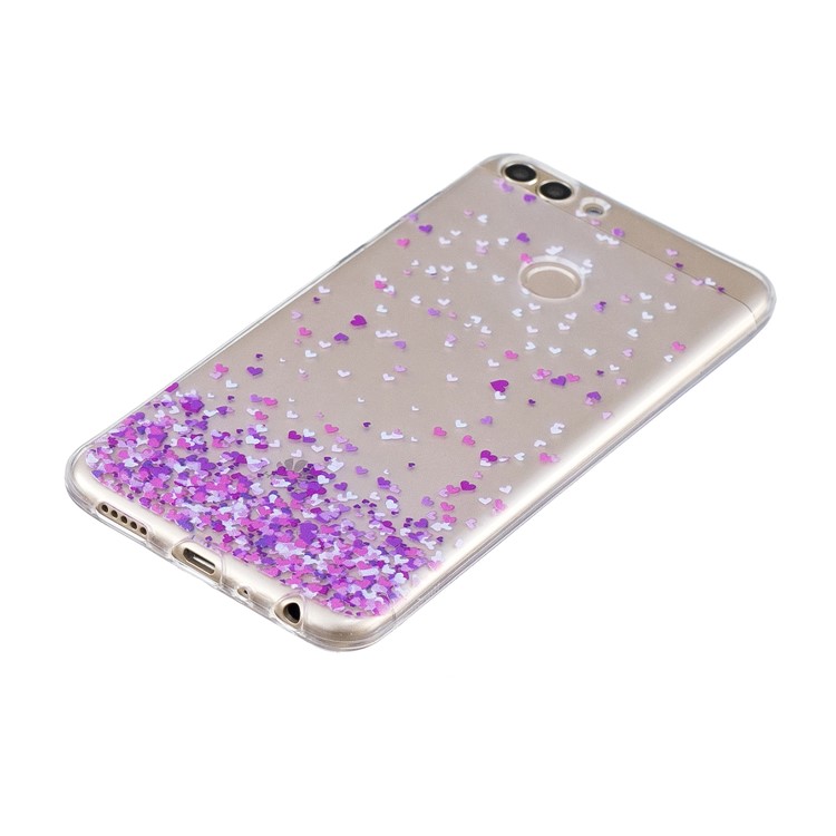 Printing Pattern TPU Protective Cover for Huawei P Smart/Enjoy 7S - Purple Hearts-2