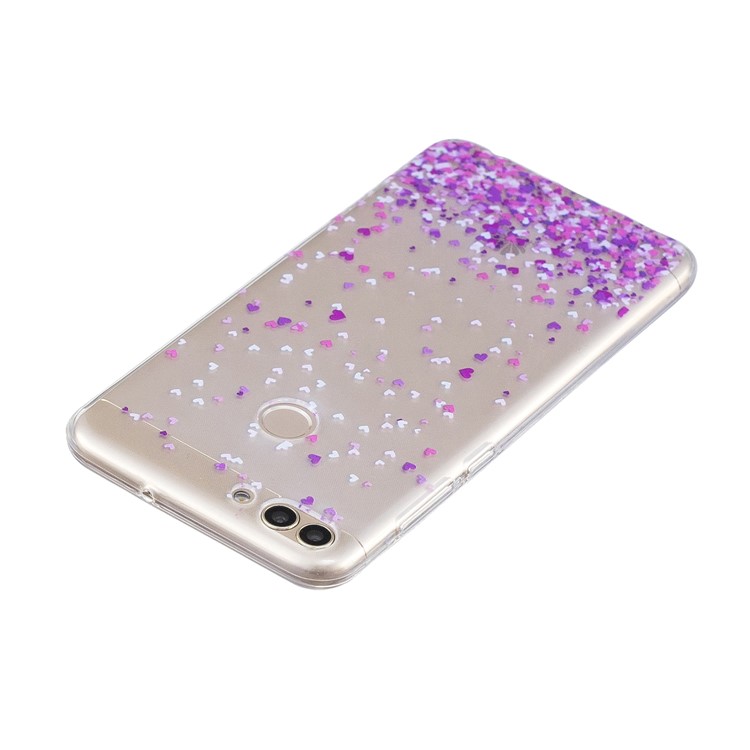 Printing Pattern TPU Protective Cover for Huawei P Smart/Enjoy 7S - Purple Hearts-3