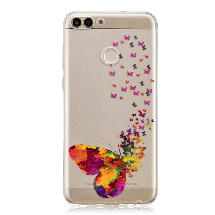 Modèle D'impression TPU Boîtier De Protection Pour Huawei P Smart / Enjoy 7S - Papillon Coloré-1