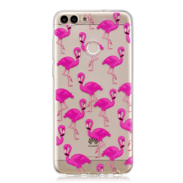 Stampa Modello TPU copertura Di Protezione Per Huawei P Smart / Enjoy 7S - Fenicotteri Rosa-1