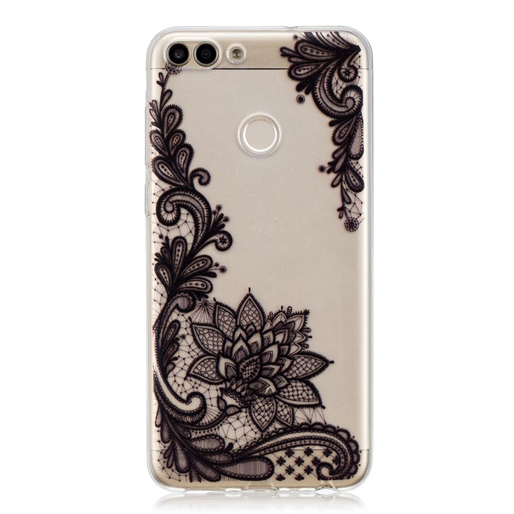 Printing Pattern TPU Protector Case for Huawei P Smart/Enjoy 7S - Black Lace-1