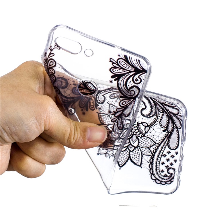 Printing Pattern TPU Protector Case for Huawei P Smart/Enjoy 7S - Black Lace-4