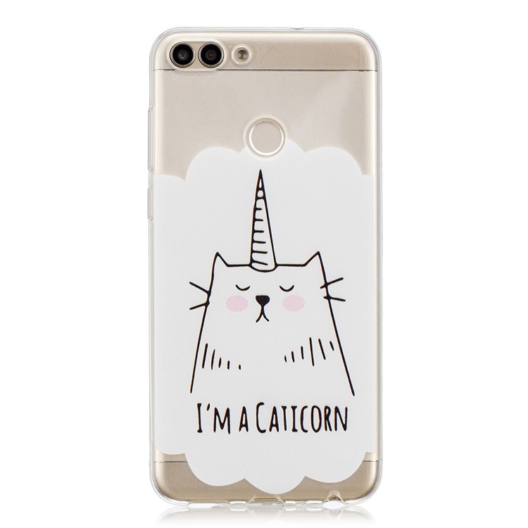 Printing Pattern TPU Mobile Case for Huawei P Smart/Enjoy 7S - Cute Cat-1