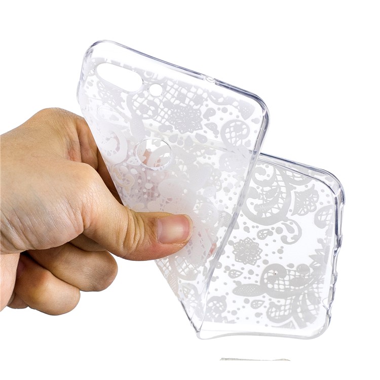 Printing Pattern TPU Mobile Phone Cover for Huawei P Smart/Enjoy 7S - White Lace-4