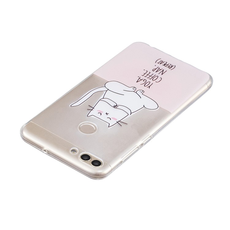 Printing Pattern TPU Phone Accessory Case for Huawei P Smart/Enjoy 7S - Yoga Coffee Nap-3