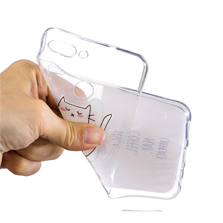 Printing Pattern TPU Phone Accessory Case for Huawei P Smart/Enjoy 7S - Yoga Coffee Nap-4