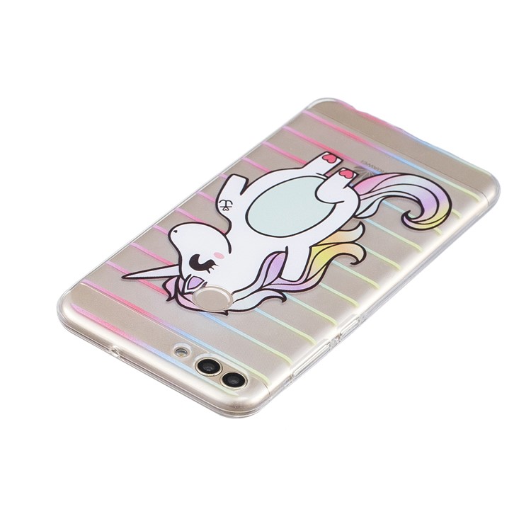 Printing Pattern TPU Cover Mobile Accessory for Huawei P Smart/Enjoy 7S - Unicorn and Stripes-3