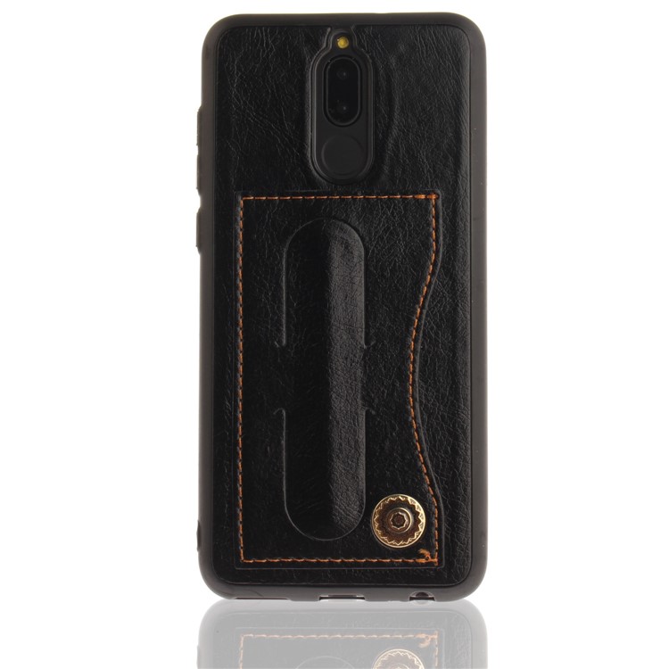 PU Leather Coated TPU Card Holder Case with Kickstand for Huawei Mate 10 Lite / nova 2i / Maimang 6 / Honor 9i (India) - Black-2