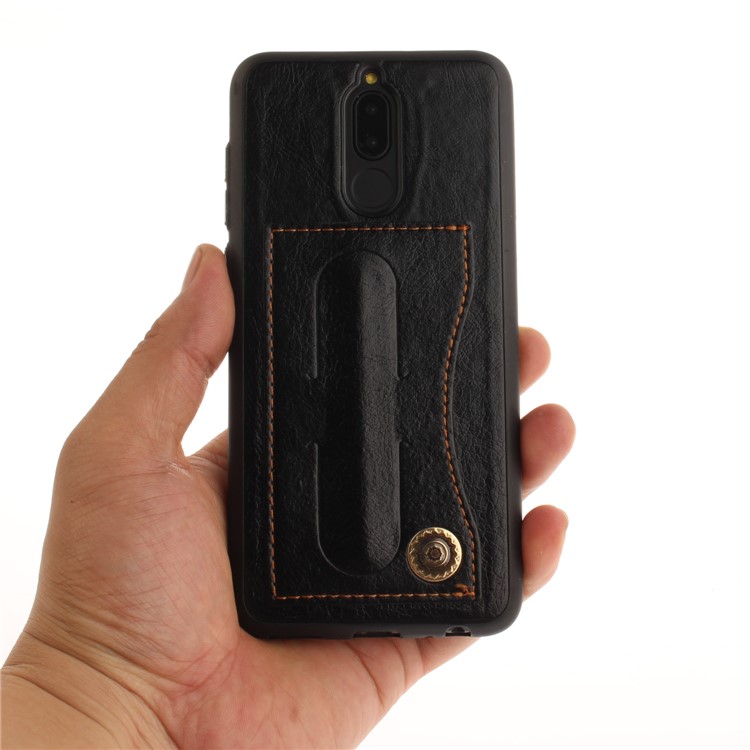 PU Leather Coated TPU Card Holder Case with Kickstand for Huawei Mate 10 Lite / nova 2i / Maimang 6 / Honor 9i (India) - Black-4