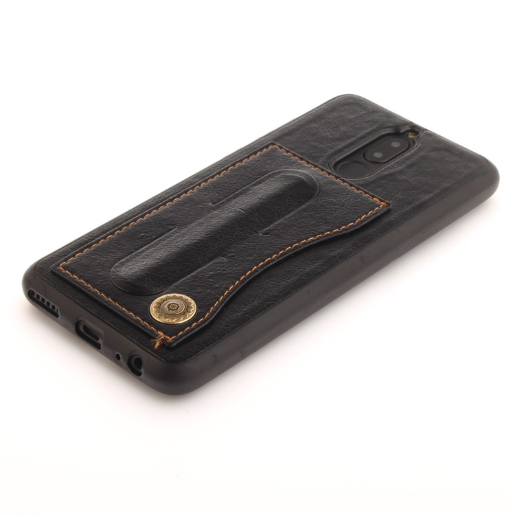 PU Leather Coated TPU Card Holder Case with Kickstand for Huawei Mate 10 Lite / nova 2i / Maimang 6 / Honor 9i (India) - Black-5