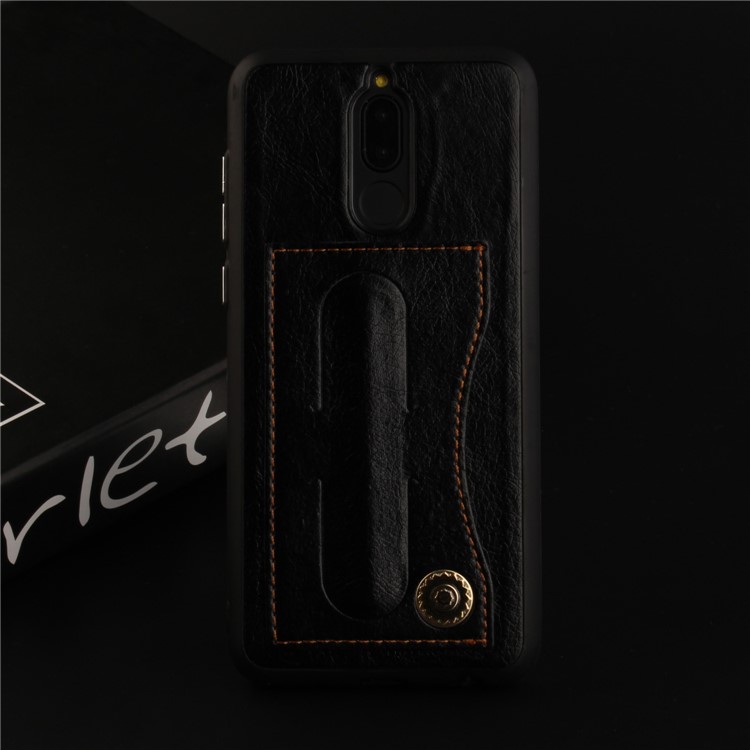PU Leather Coated TPU Card Holder Case with Kickstand for Huawei Mate 10 Lite / nova 2i / Maimang 6 / Honor 9i (India) - Black-9