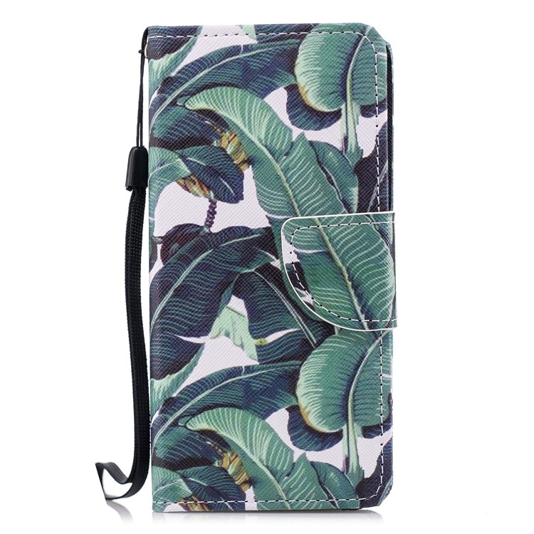Cross Texture Pattern Printing Wallet Stand Leather Mobile Case for Huawei P20 Lite/Nova 3e - Banana Tree-1