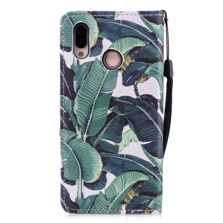 Cross Texture Pattern Printing Wallet Stand Leather Mobile Case for Huawei P20 Lite/Nova 3e - Banana Tree-2
