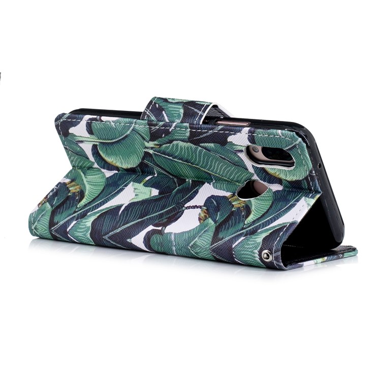 Cross Texture Pattern Printing Wallet Stand Leather Mobile Case for Huawei P20 Lite/Nova 3e - Banana Tree-5