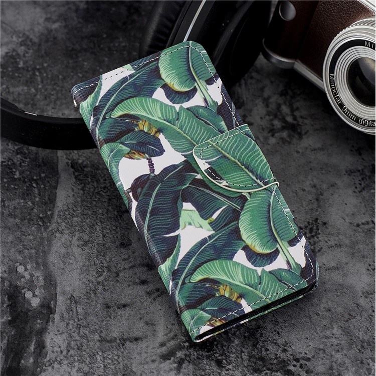 Cross Texture Pattern Printing Wallet Stand Leather Mobile Case for Huawei P20 Lite/Nova 3e - Banana Tree-6