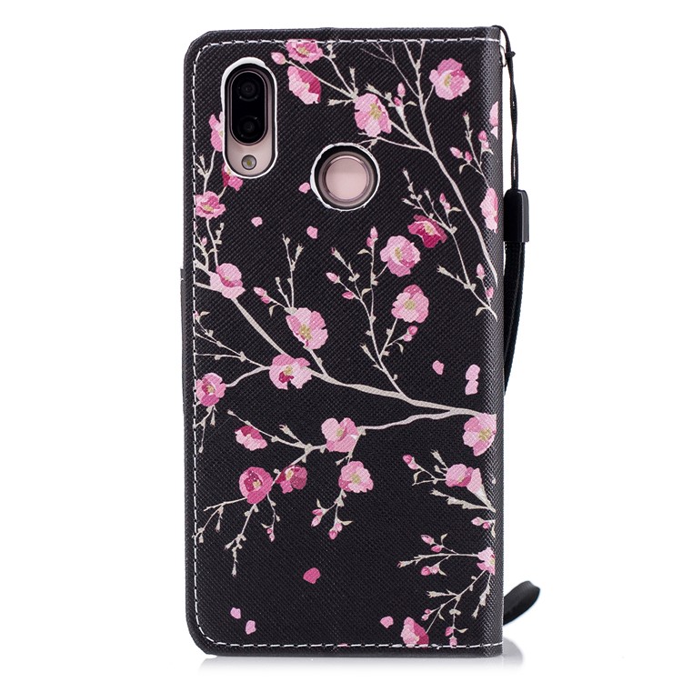 Cross Texture Pattern Printing Wallet Stand Leather Mobile Cover for Huawei P20 Lite/Nova 3e - Plum Blossom-2
