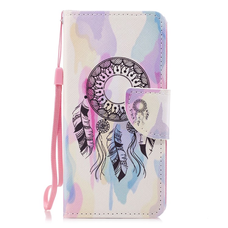 Cross Texture Pattern Printing Wallet Stand Leather Mobile Phone Shell for Huawei P20 Lite/Nova 3e - Dream Catcher-1