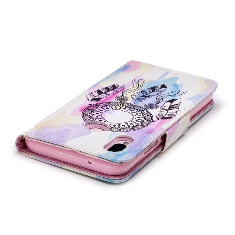 Cross Texture Pattern Printing Wallet Stand Leather Mobile Phone Shell for Huawei P20 Lite/Nova 3e - Dream Catcher-4