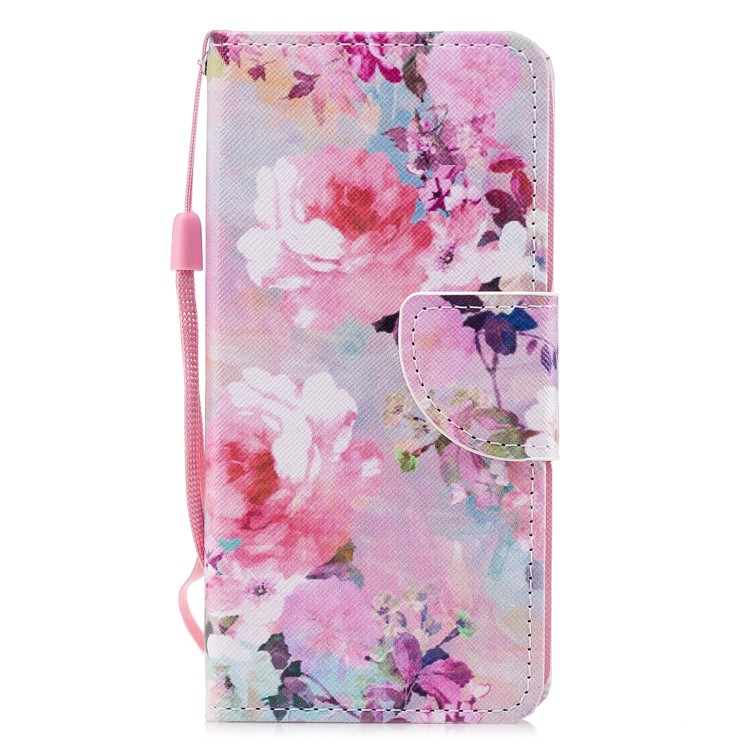 Cross Texture Pattern Printing Wallet Stand Leather Mobile Phone Case for Huawei P20 Lite/Nova 3e - Blooming Flowers-1
