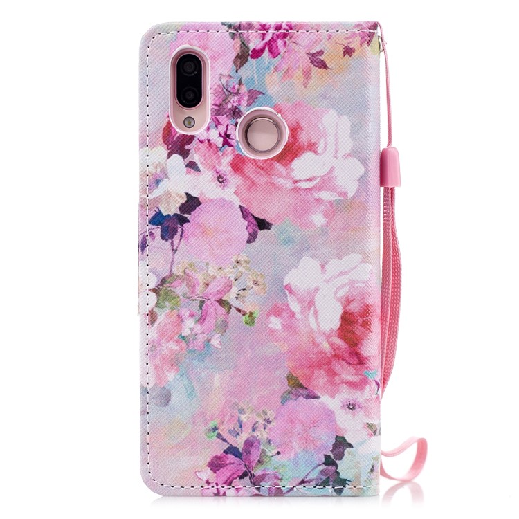 Cross Texture Pattern Printing Wallet Stand Leather Mobile Phone Case for Huawei P20 Lite/Nova 3e - Blooming Flowers-2