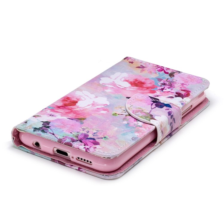 Cross Texture Pattern Printing Wallet Stand Leather Mobile Phone Case for Huawei P20 Lite/Nova 3e - Blooming Flowers-3