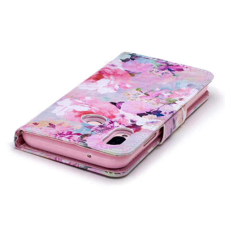 Cross Texture Pattern Printing Wallet Stand Leather Mobile Phone Case for Huawei P20 Lite/Nova 3e - Blooming Flowers-4