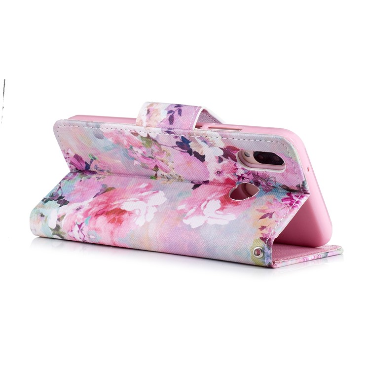 Cross Texture Pattern Printing Wallet Stand Leather Mobile Phone Case for Huawei P20 Lite/Nova 3e - Blooming Flowers-5