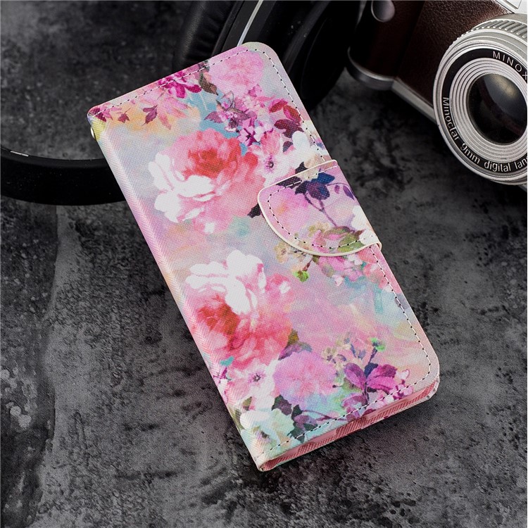 Cross Texture Pattern Printing Wallet Stand Leather Mobile Phone Case for Huawei P20 Lite/Nova 3e - Blooming Flowers-6