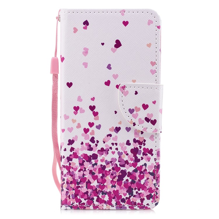 Cross Texture Pattern Printing Wallet Stand Leather Cell Phone Case for Huawei P20 Lite/Nova 3e - Falling Heart-1