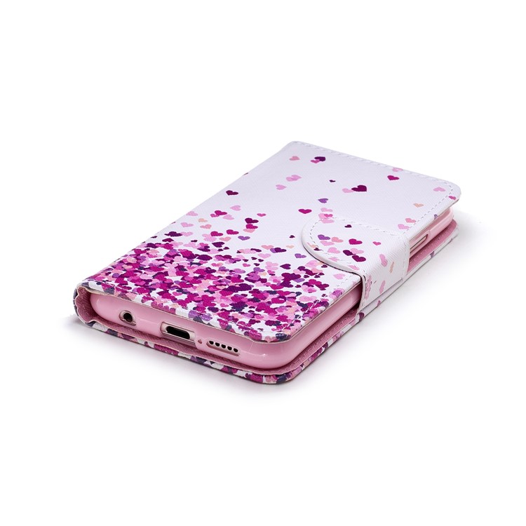 Cross Texture Pattern Printing Wallet Stand Leather Cell Phone Case for Huawei P20 Lite/Nova 3e - Falling Heart-3