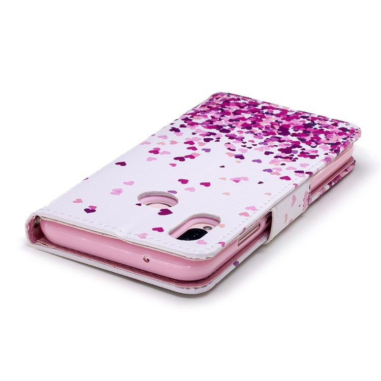 Cross Texture Pattern Printing Wallet Stand Leather Cell Phone Case for Huawei P20 Lite/Nova 3e - Falling Heart-4