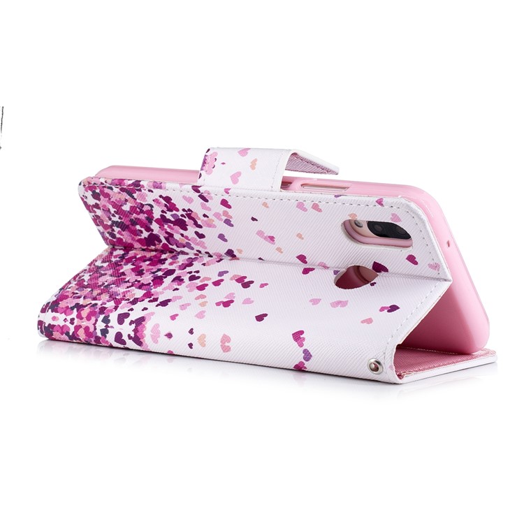 Cross Texture Pattern Printing Wallet Stand Leather Cell Phone Case for Huawei P20 Lite/Nova 3e - Falling Heart-5