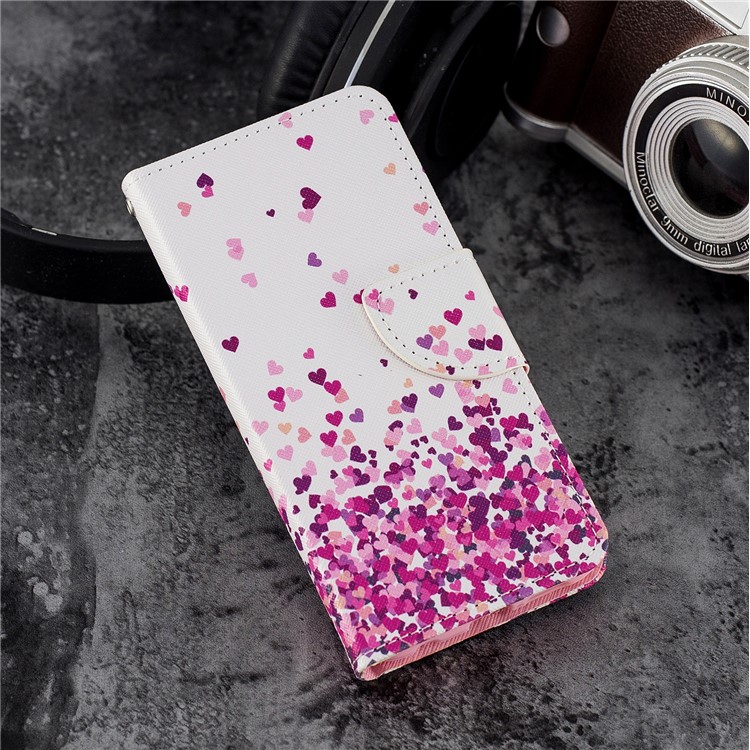 Cross Texture Pattern Printing Wallet Stand Leather Cell Phone Case for Huawei P20 Lite/Nova 3e - Falling Heart-6