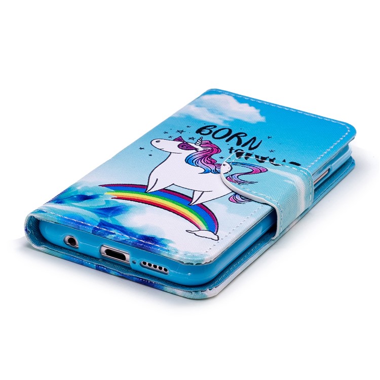 Cross Texture Pattern Printing Wallet Stand Leather Protective Cover for Huawei P20 Lite/Nova 3e - Unicorn-3