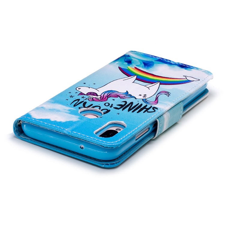 Cross Texture Pattern Printing Wallet Stand Leather Protective Cover for Huawei P20 Lite/Nova 3e - Unicorn-4
