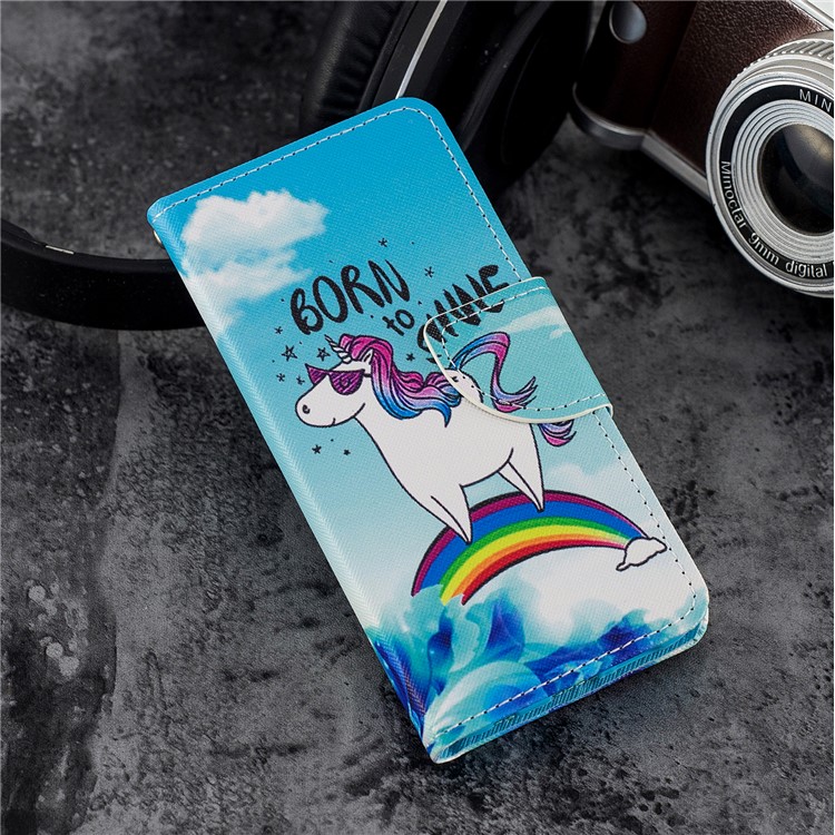 Cross Texture Pattern Printing Wallet Stand Leather Protective Cover for Huawei P20 Lite/Nova 3e - Unicorn-6