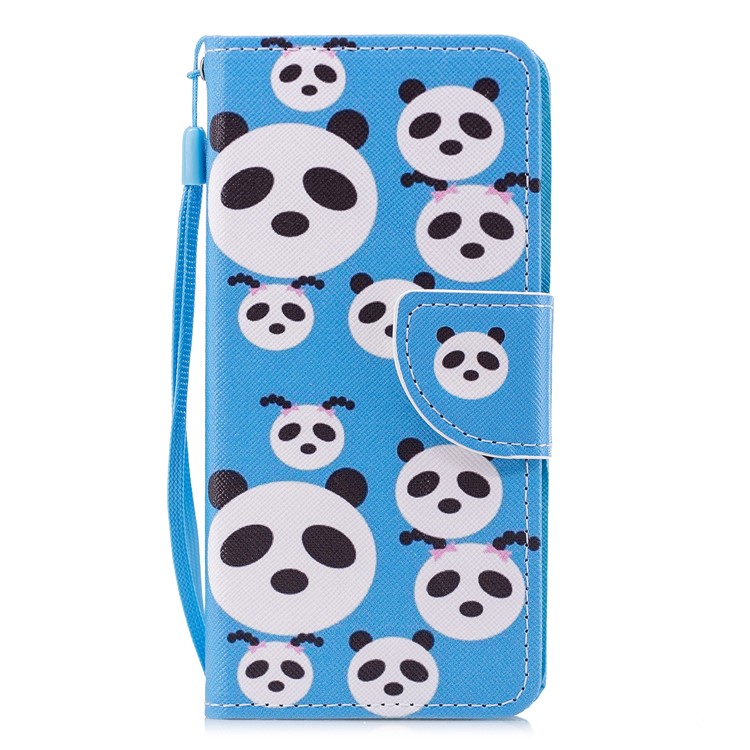Cross Texture Pattern Printing Wallet Stand Leather Flip Mobile Shell for Huawei P20 Lite/Nova 3e - Pandas-1